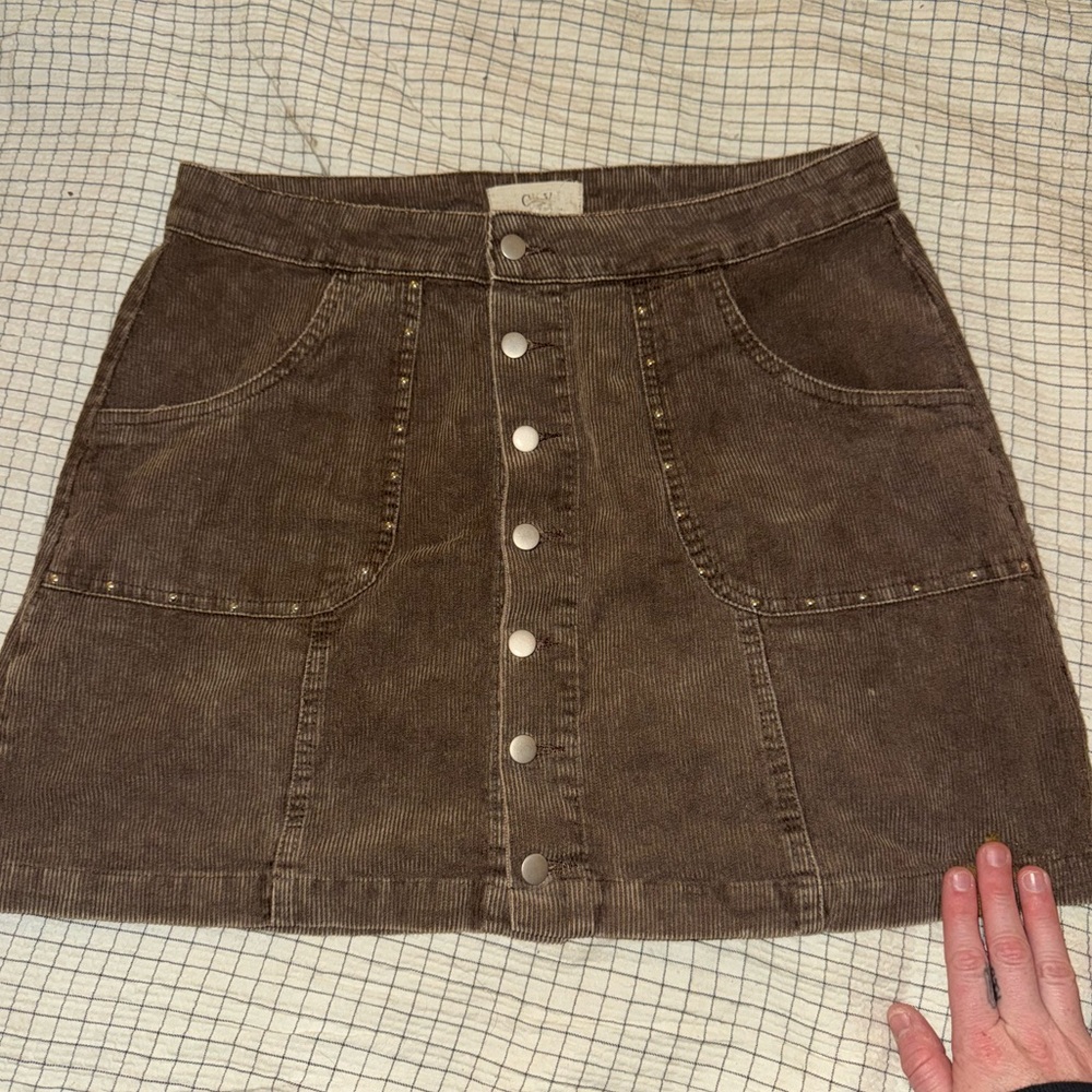 Chelsea & Violet Taupe Corduroy Skirt